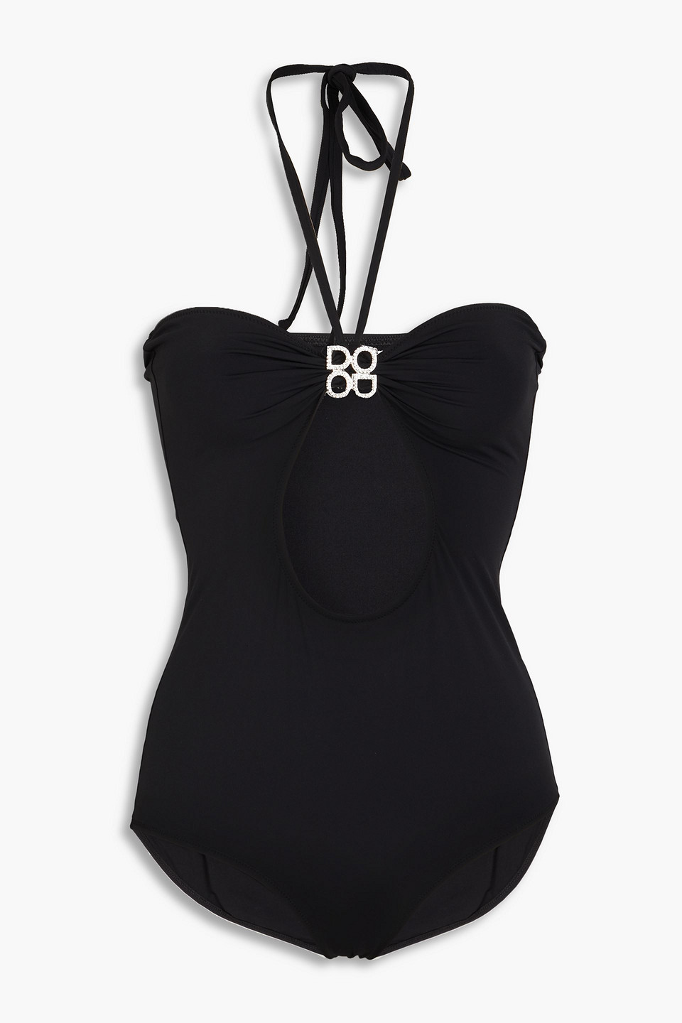 Dodo Bar Or Whitney Neckholder-badeanzug Mit Kristallen In Black