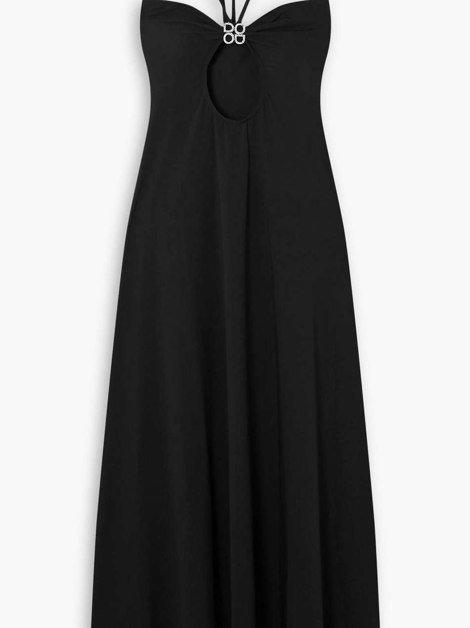 whitney embellished cutout stretch-jersey halterneck maxi dress