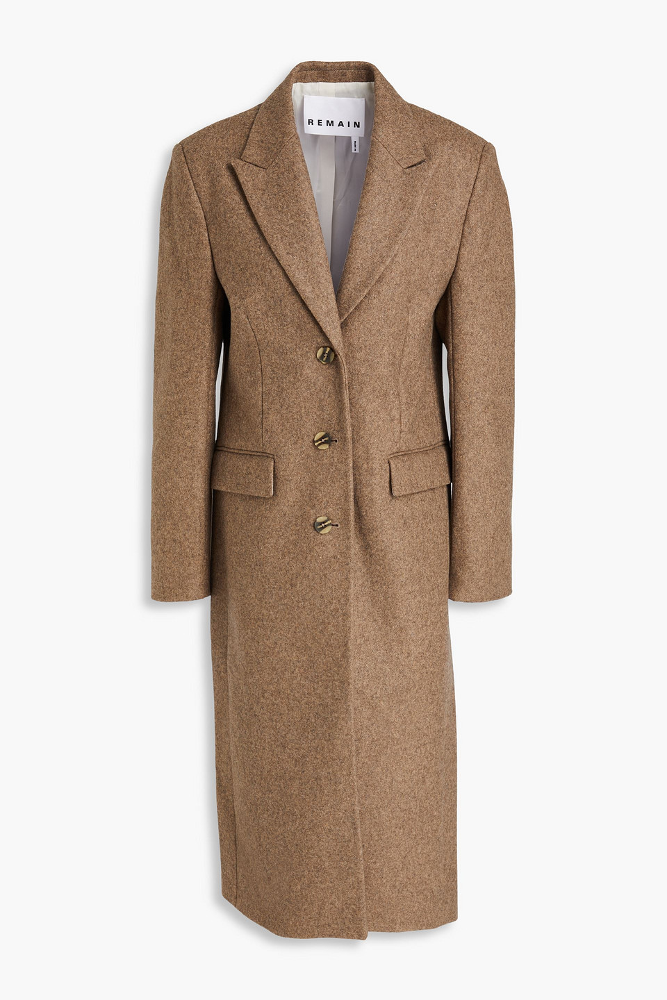 Remain Birger Christensen Tan Semi Fitted Coat In 18-1018 Otter