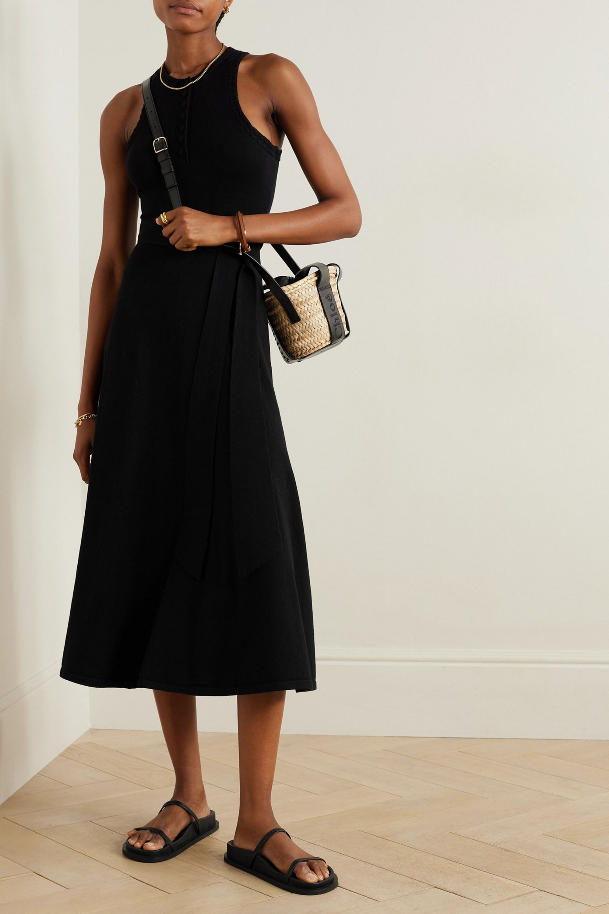 JOSLIN Isabel cotton and cashmere-blend midi dress
