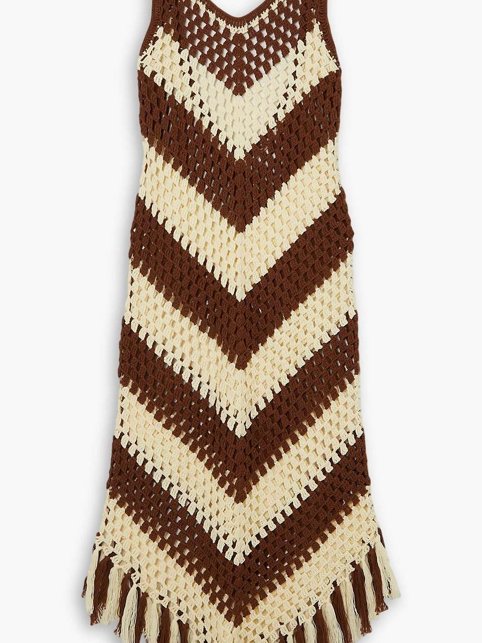 mellor open-back fringed crocheted cotton dress