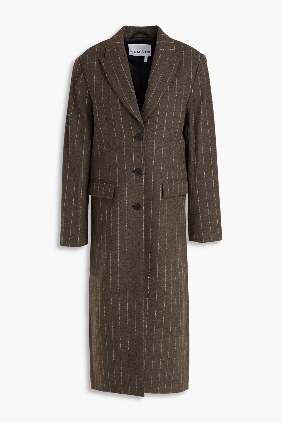 Remain Birger Christensen Brown Pinstripe Coat In 19-0910 Mulch