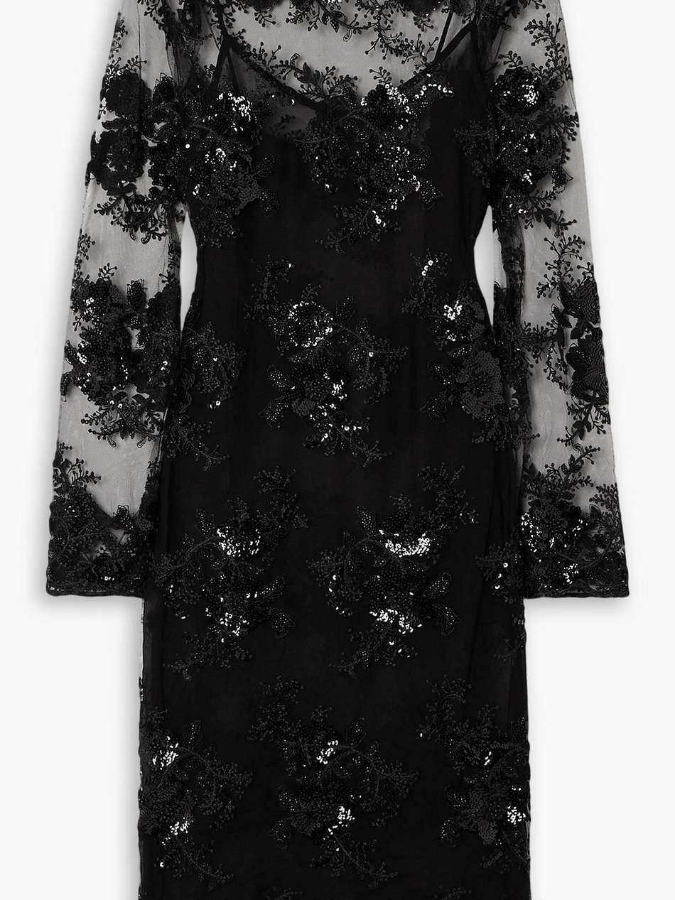 omri sequin-embellished embroidered tulle dress
