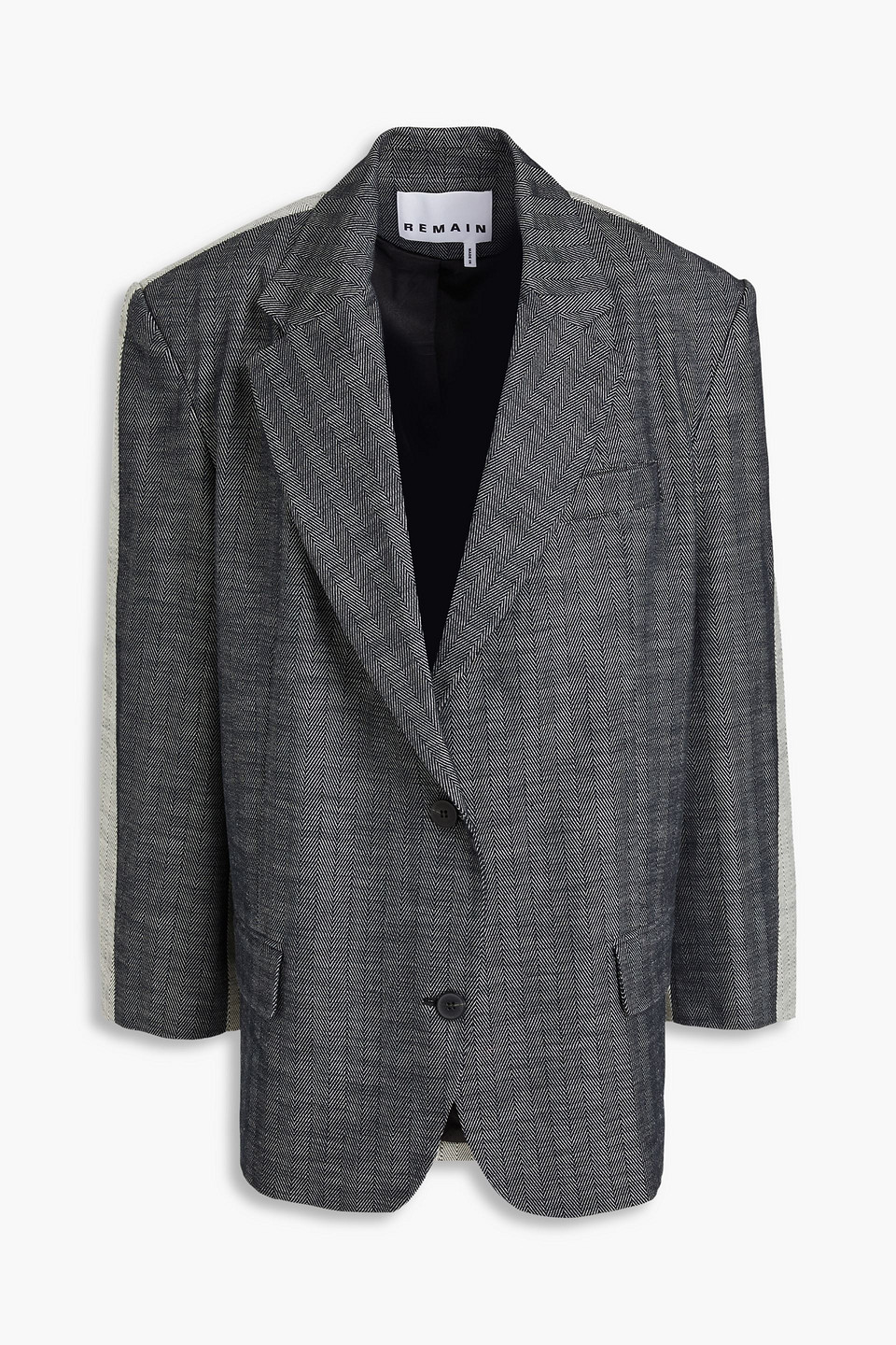 REMAIN BIRGER CHRISTENSEN OVERSIZED TWO-TONE HERRINGBONE COTTON BLAZER