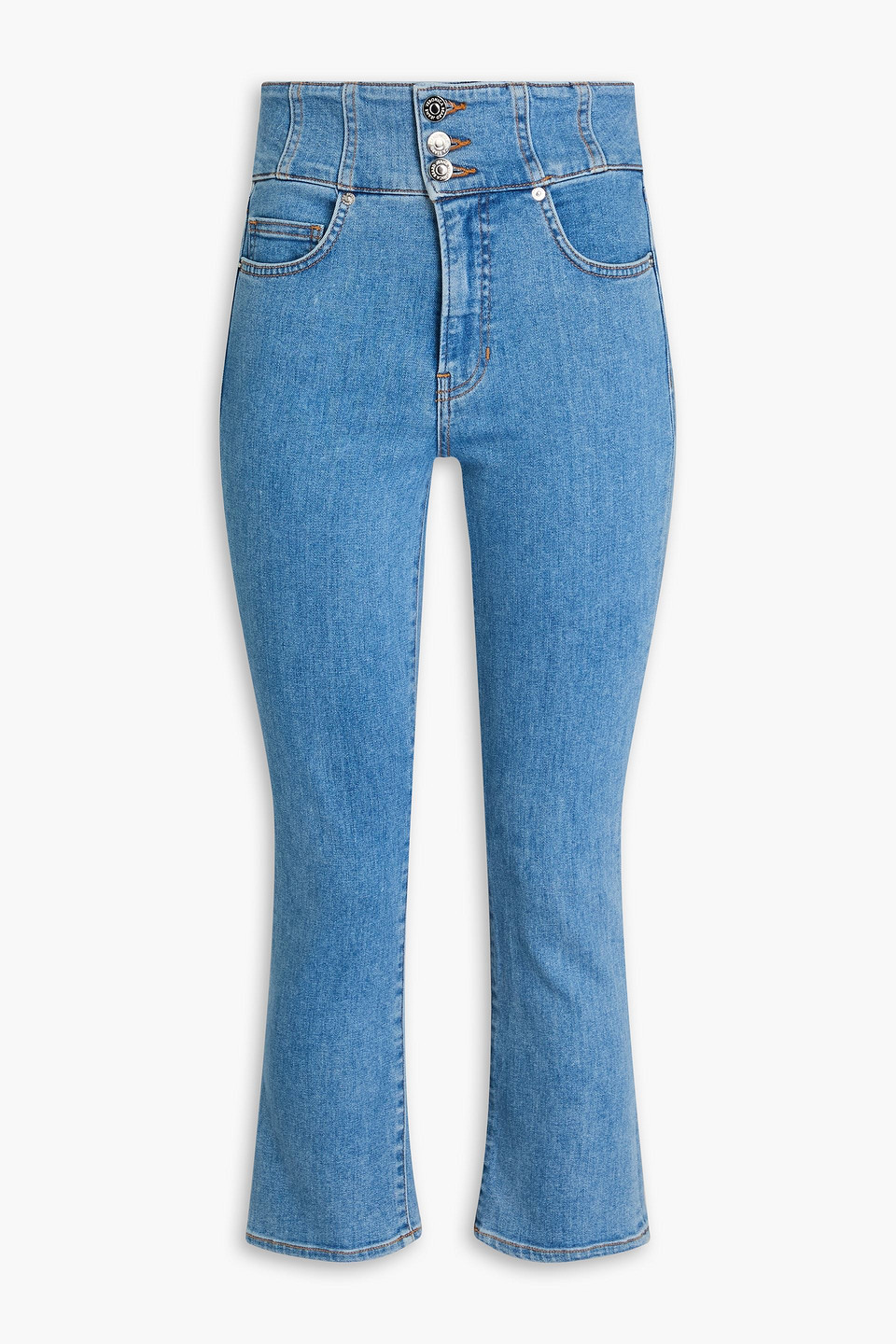 Veronica Beard Carly Cropped High-rise Kick-flare Jeans In Light Denim