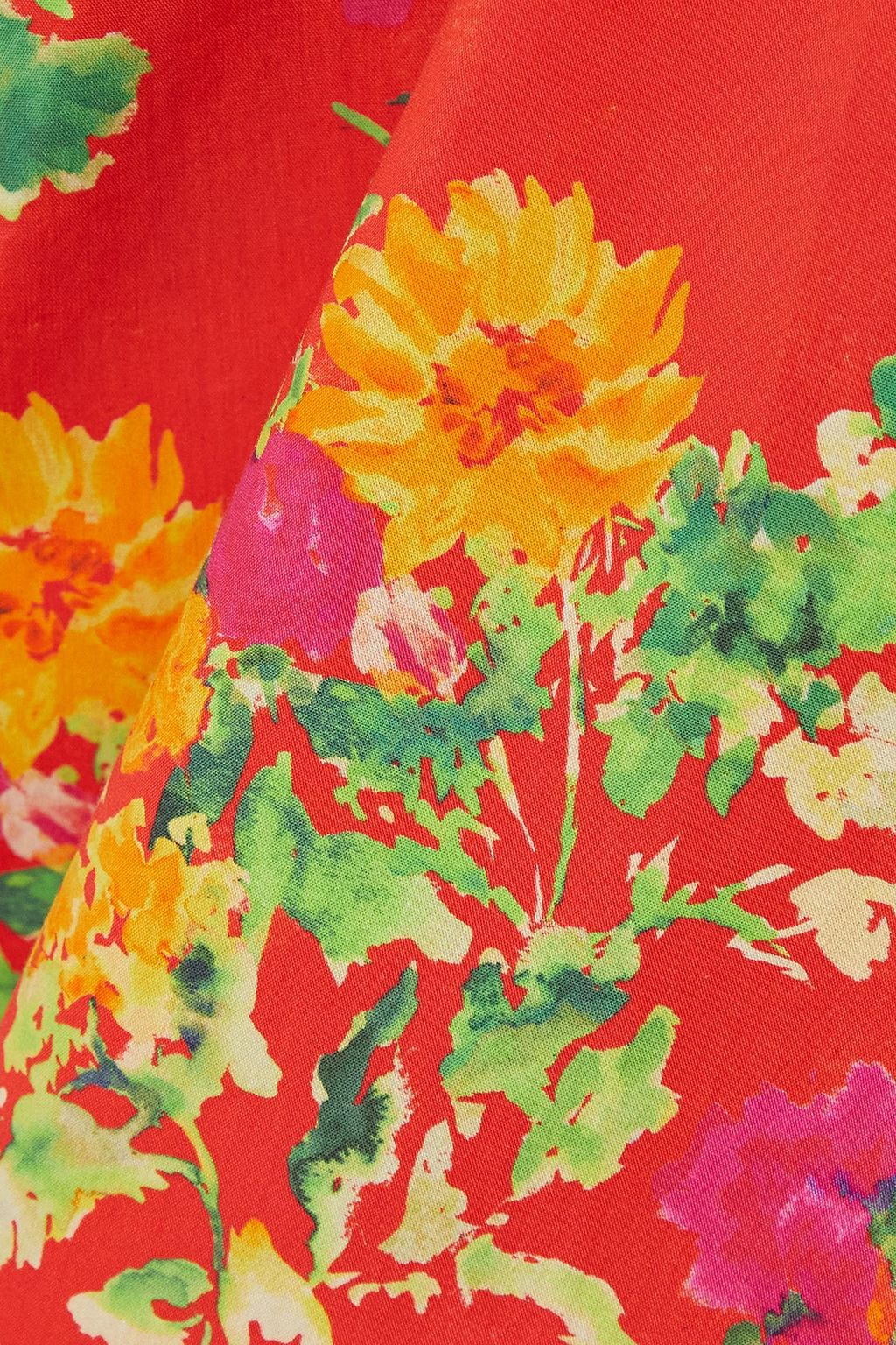 CAROLINE CONSTAS Palmer off-the-shoulder floral-print cotton-blend poplin mini dress