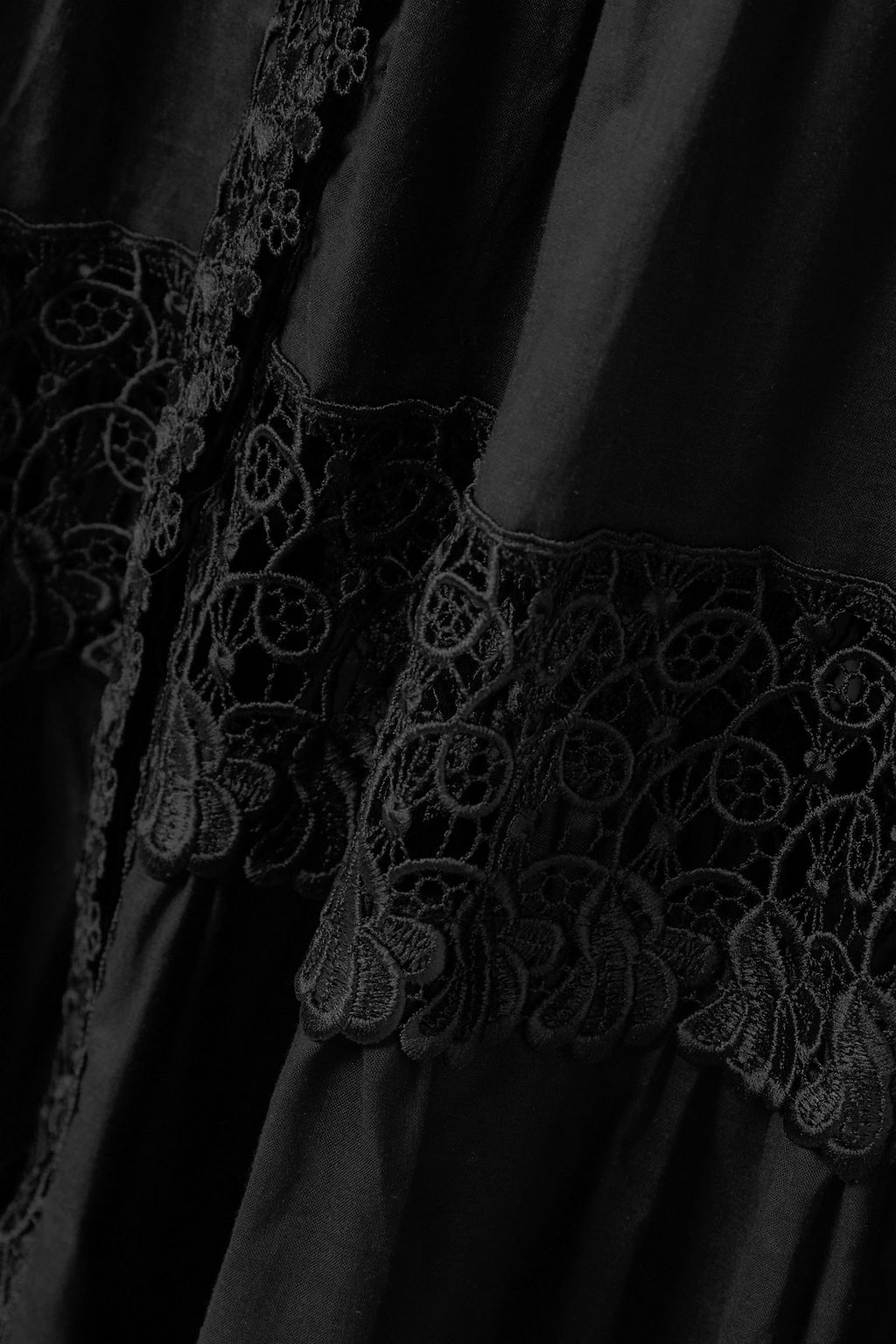 CHARO RUIZ Marisa tiered corded lacetrimmed cottonblend voile