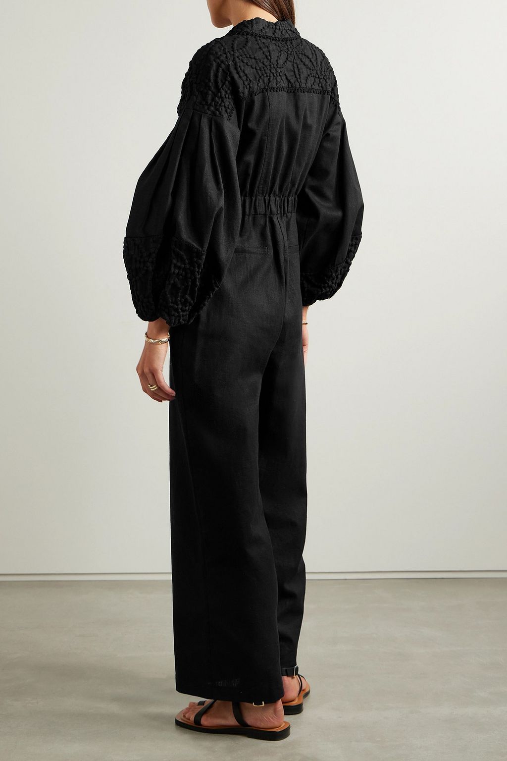 CHARO RUIZ IBIZA Kyony cloqué-trimmed ramie-blend jumpsuit