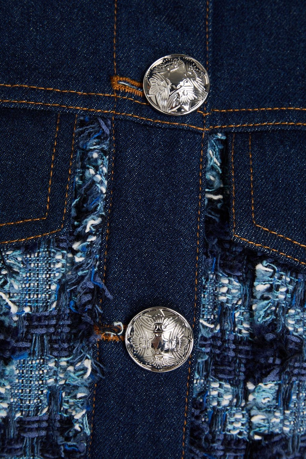 VERONICA BEARD Santo cotton-blend tweed and denim jacket