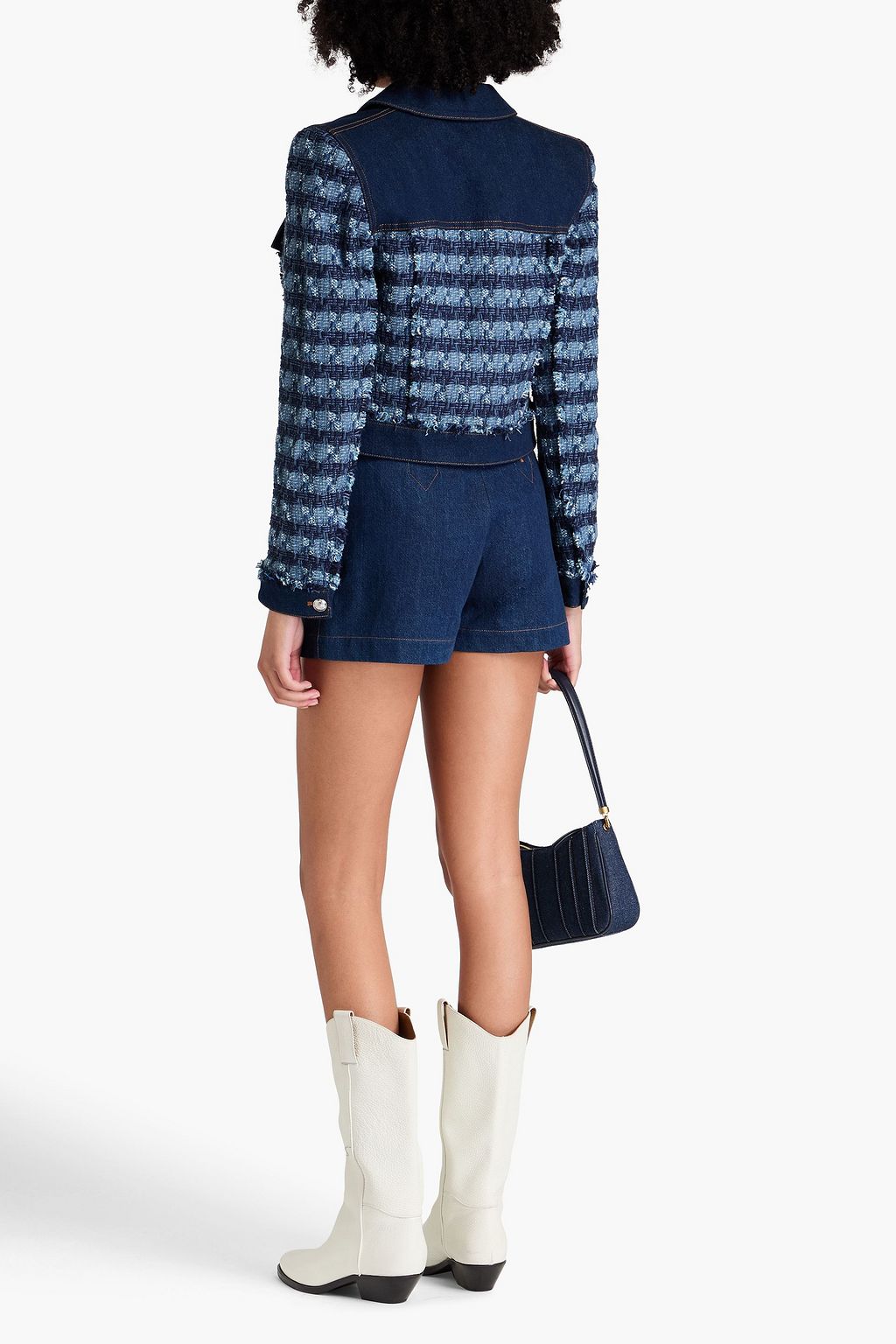 VERONICA BEARD Santo cotton-blend tweed and denim jacket
