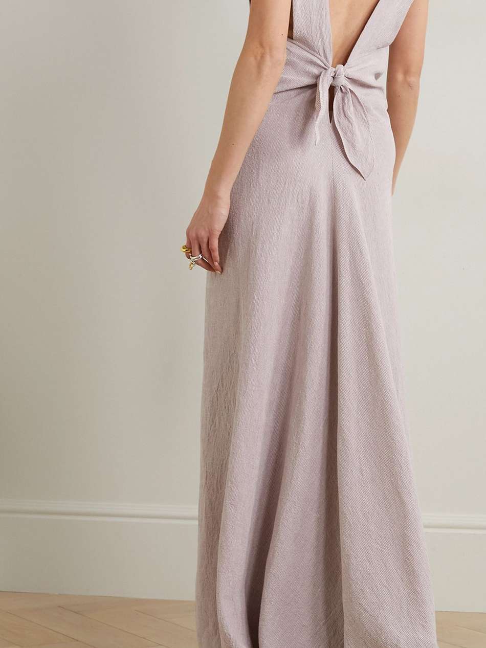 petra open-back striped linen maxi dress