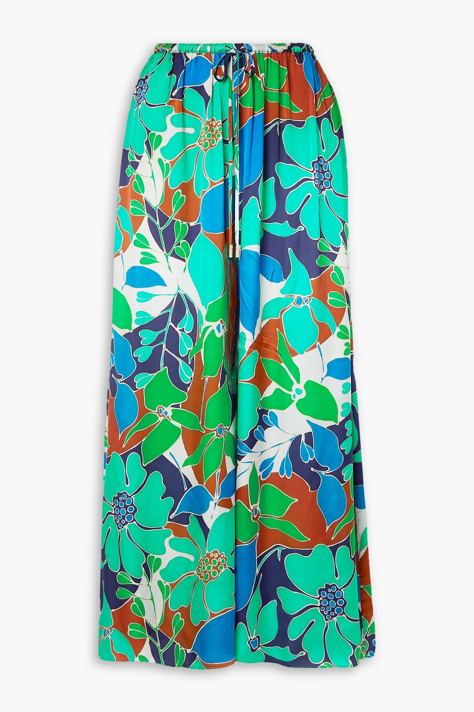 Cult Gaia Alaia Floral Print Wide Leg Pants In Turquoise
