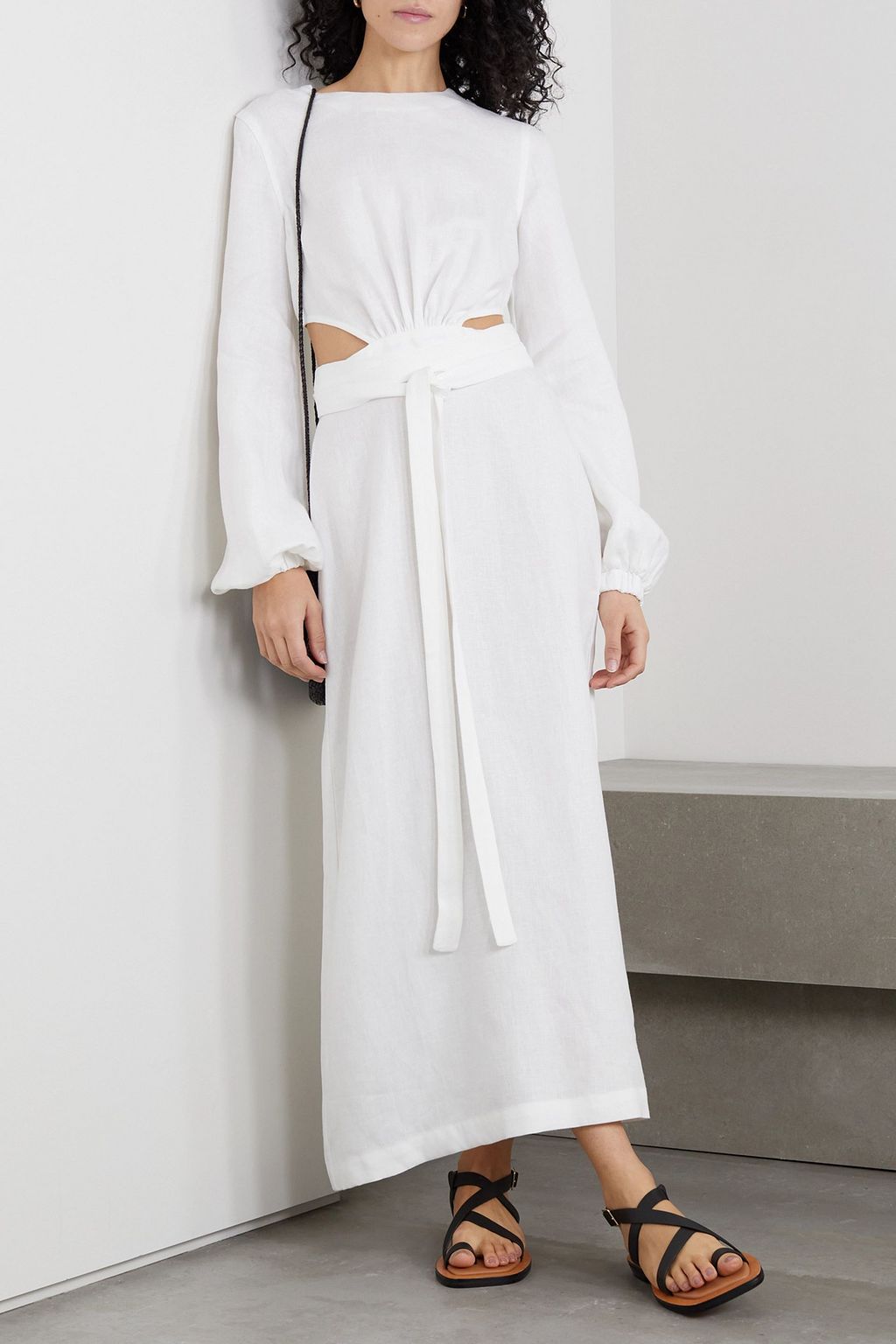 BONDI BORN Belize cutout linen-gauze maxi dress