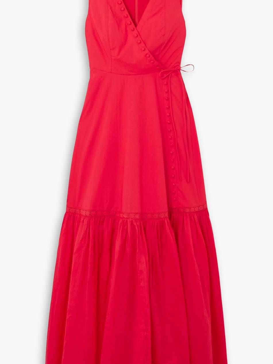 camilla wrap-effect cotton-poplin maxi dress