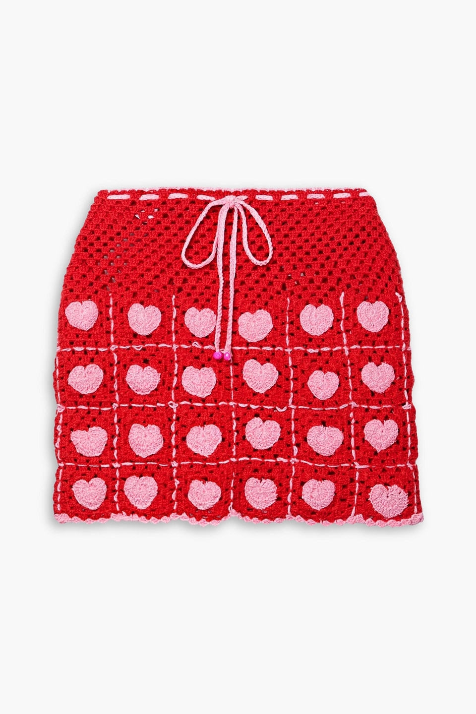 Alix Pinho Crocheted Cotton Mini Skirt In Red