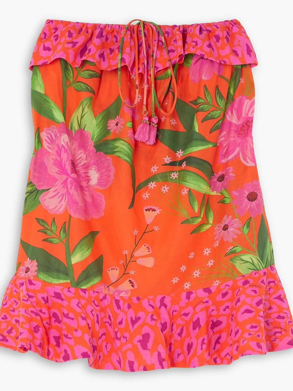 romantic garden and pop short strapless printed cotton coverup
