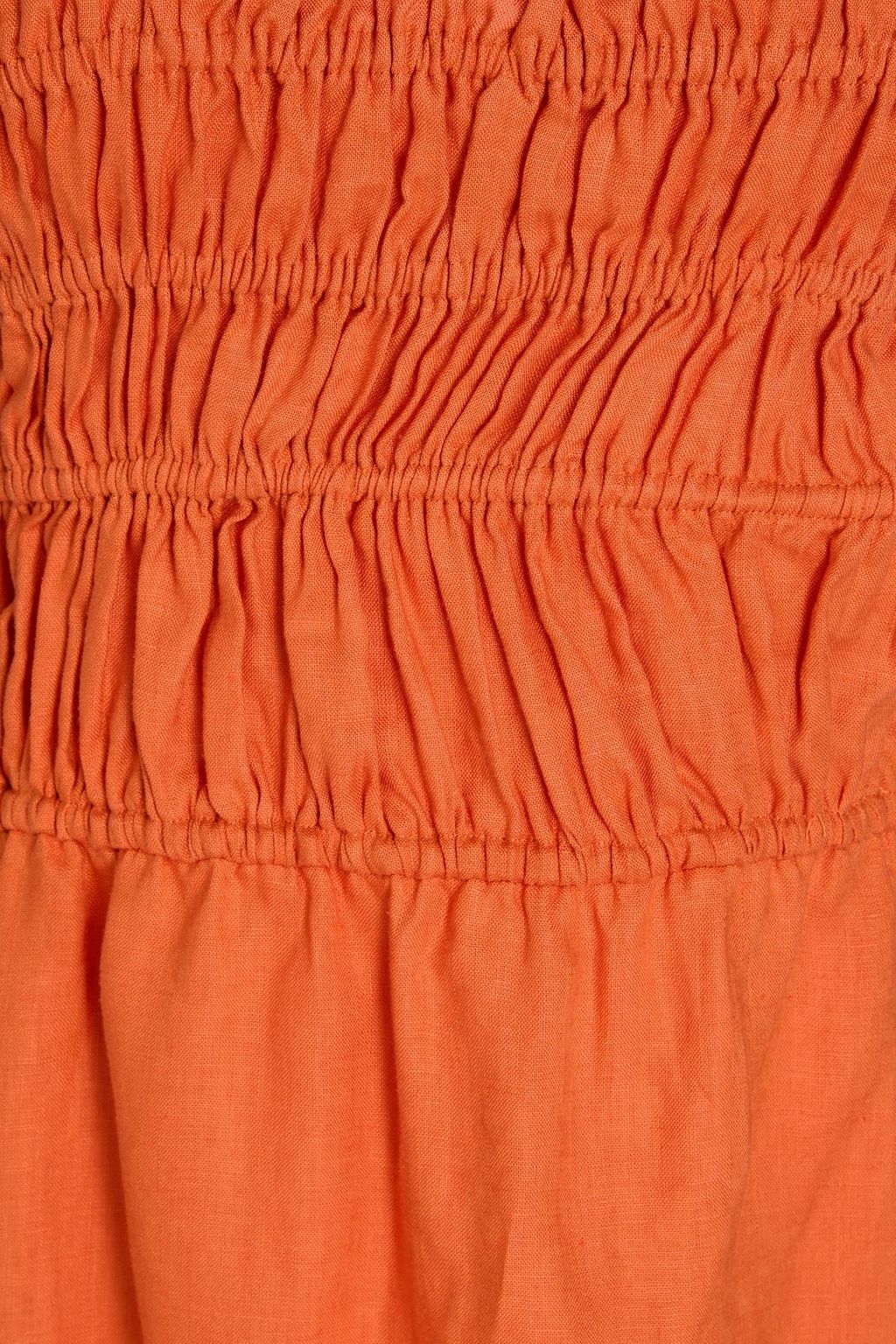 PEONY SWIMWEAR فستان متوسّط الطول وبدون حمالات كتف من الكتّان بتأثير مزموم
