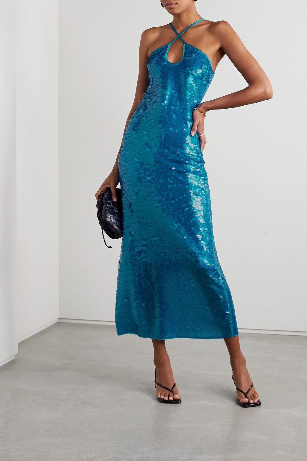 CULT GAIA Lily cutout pailette-embellished tulle midi dress