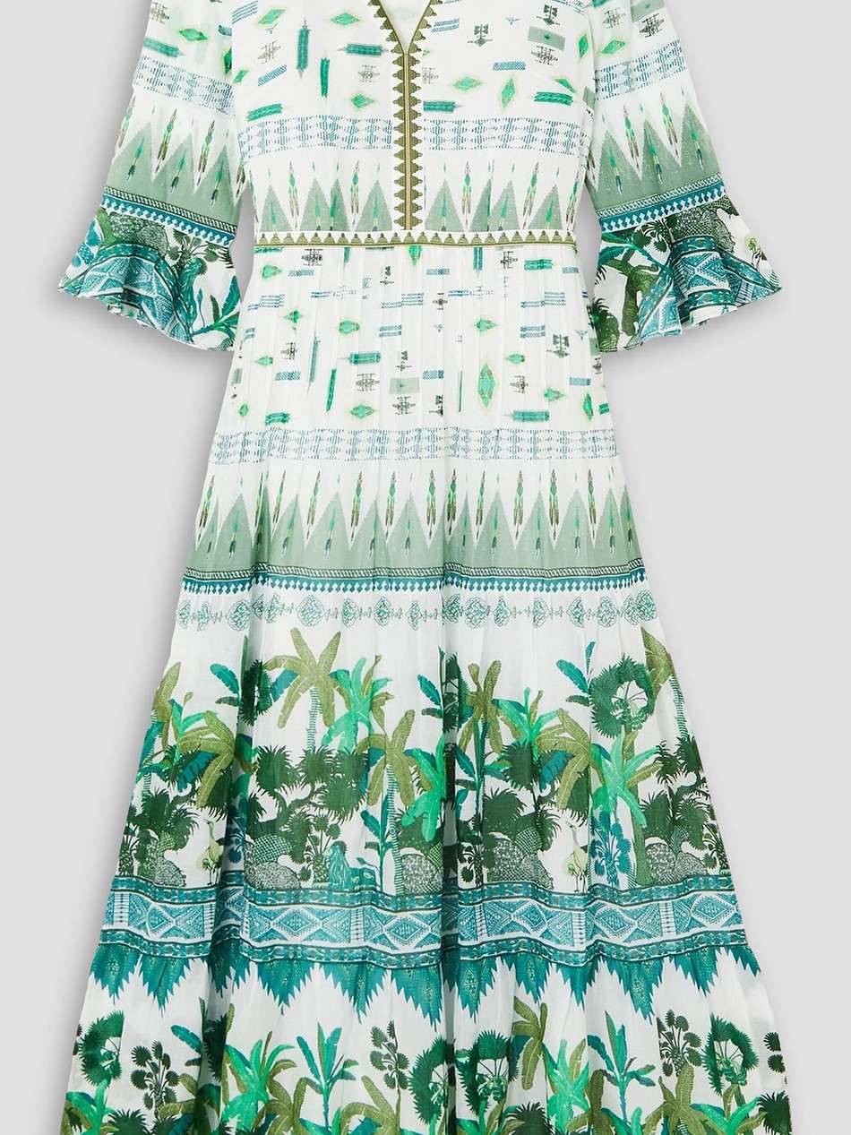 bella printed tiered cotton-voile maxi dress