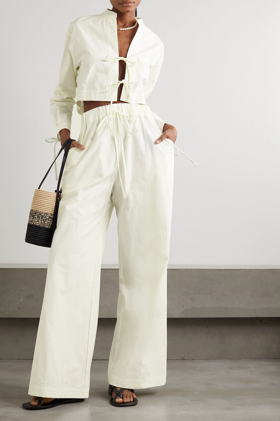 BONDI BORN PORTICI COTTON WIDE-LEG PANTS 