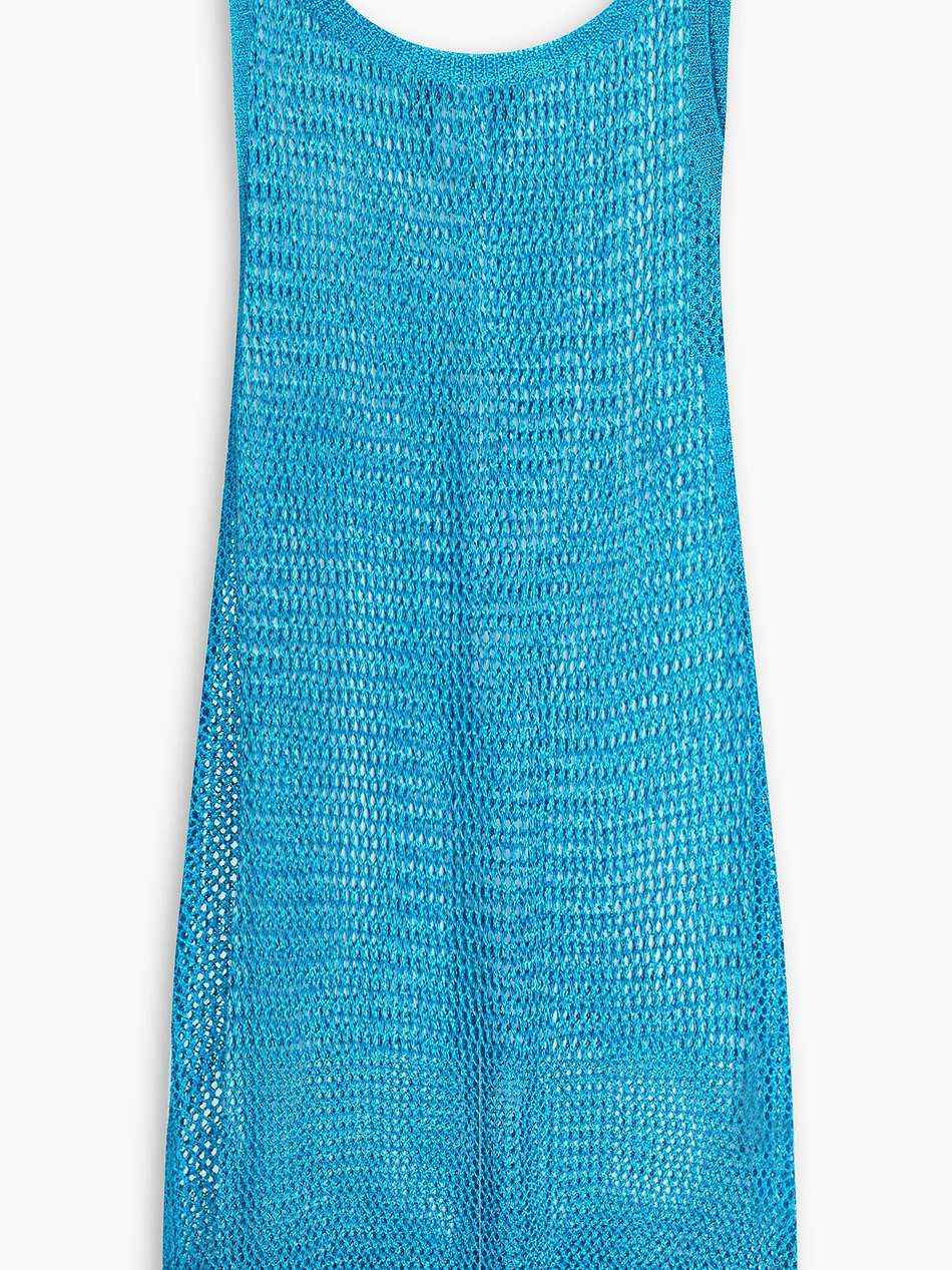 matana fringed metallic crochet-knit mini dress