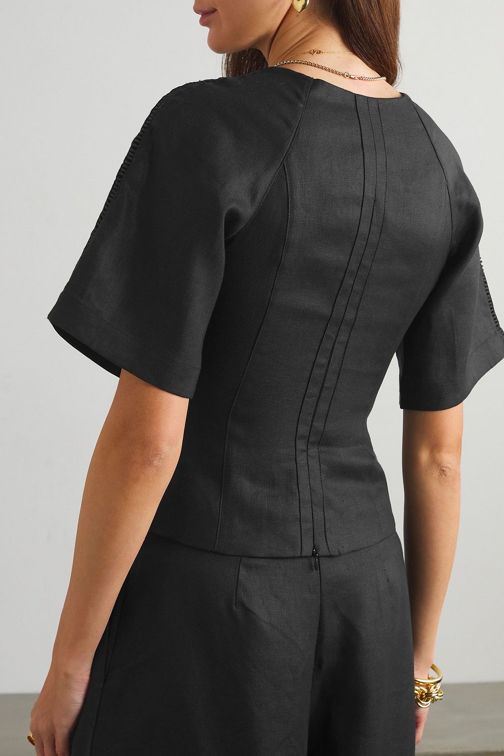 JOSLIN Mallory lace-trimmed linen-batiste blouse