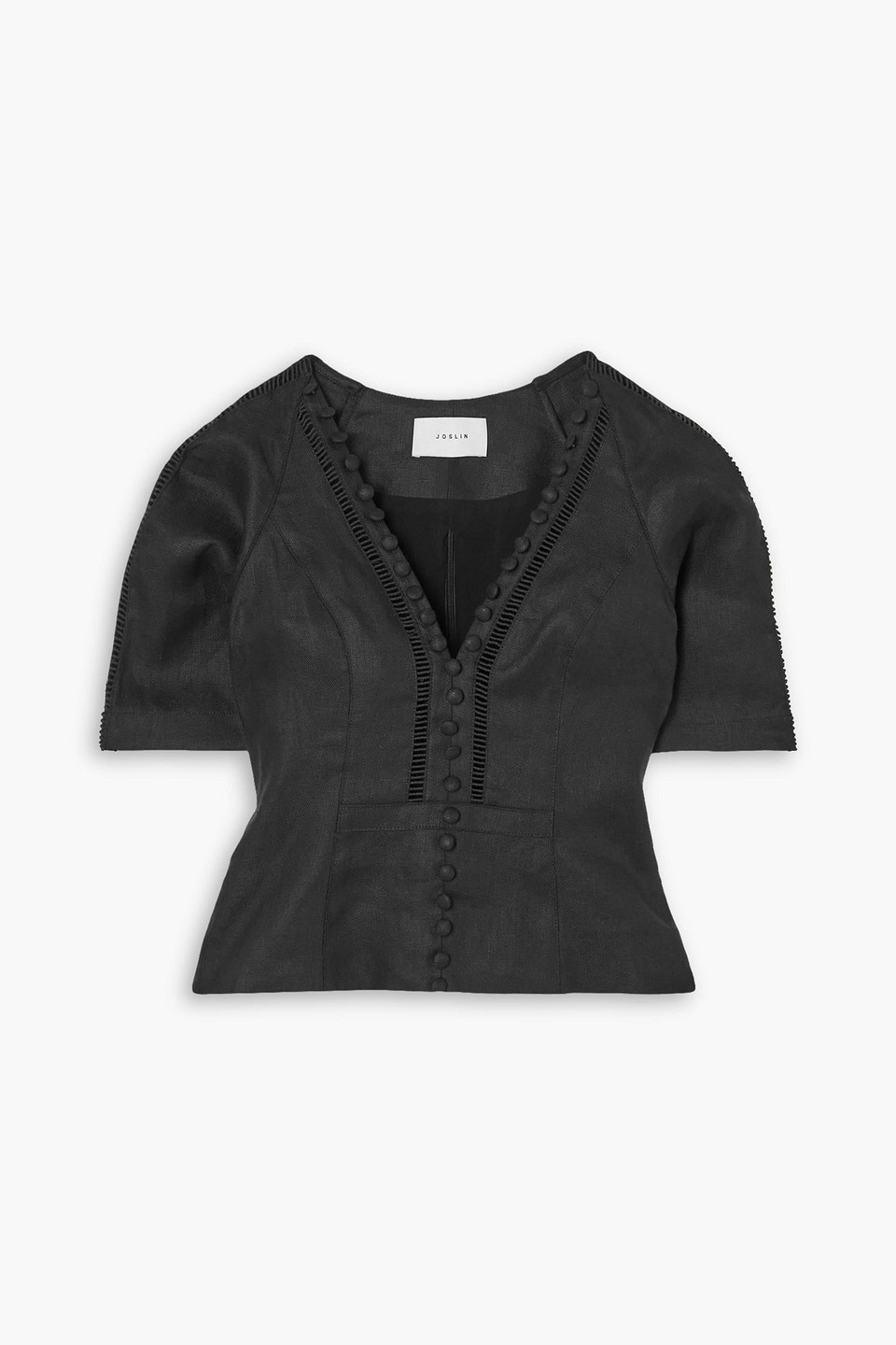 Joslin Mallory Bluse Aus Leinenbatist Mit Details Im Hohlstich In Schwarz