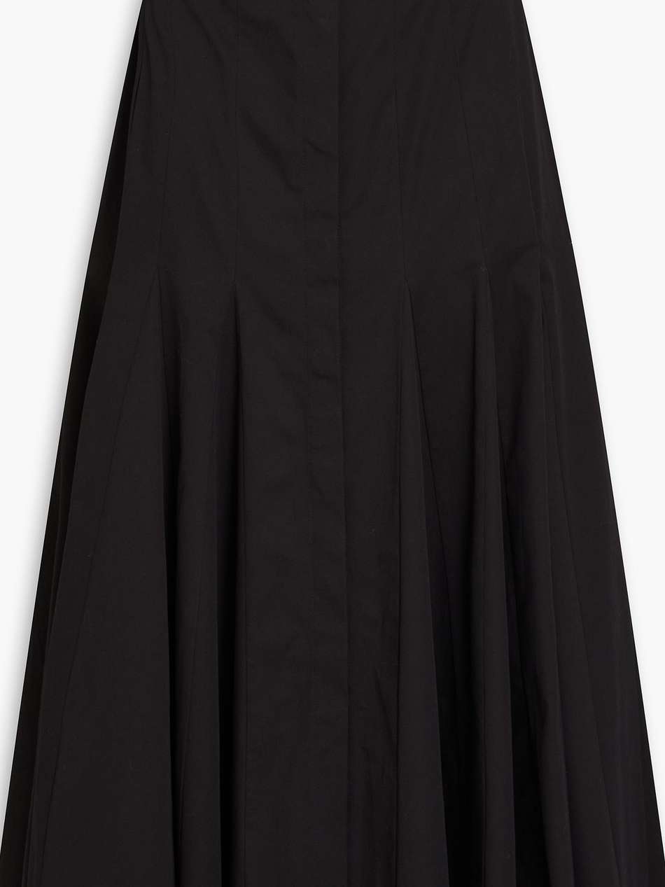 belted cotton-blend twill midi skirt