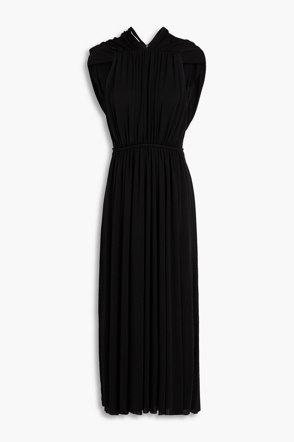 Another Tomorrow Cutout Gathered Stretch-jersey Maxi Dress In Black