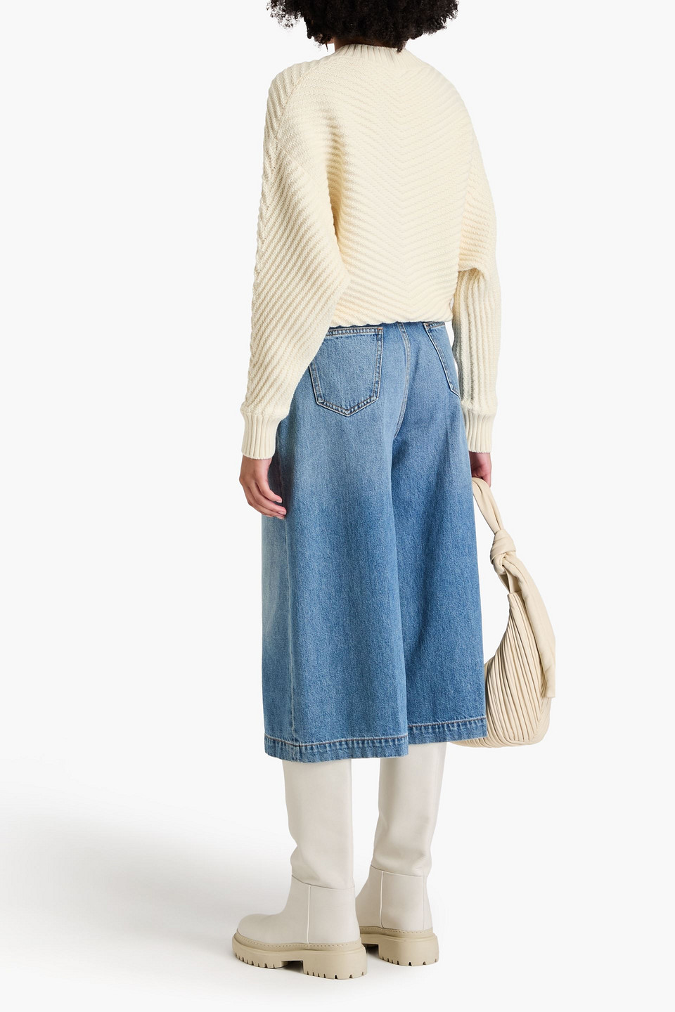 Shop Another Tomorrow Ribbed Wool Sweater In Cream