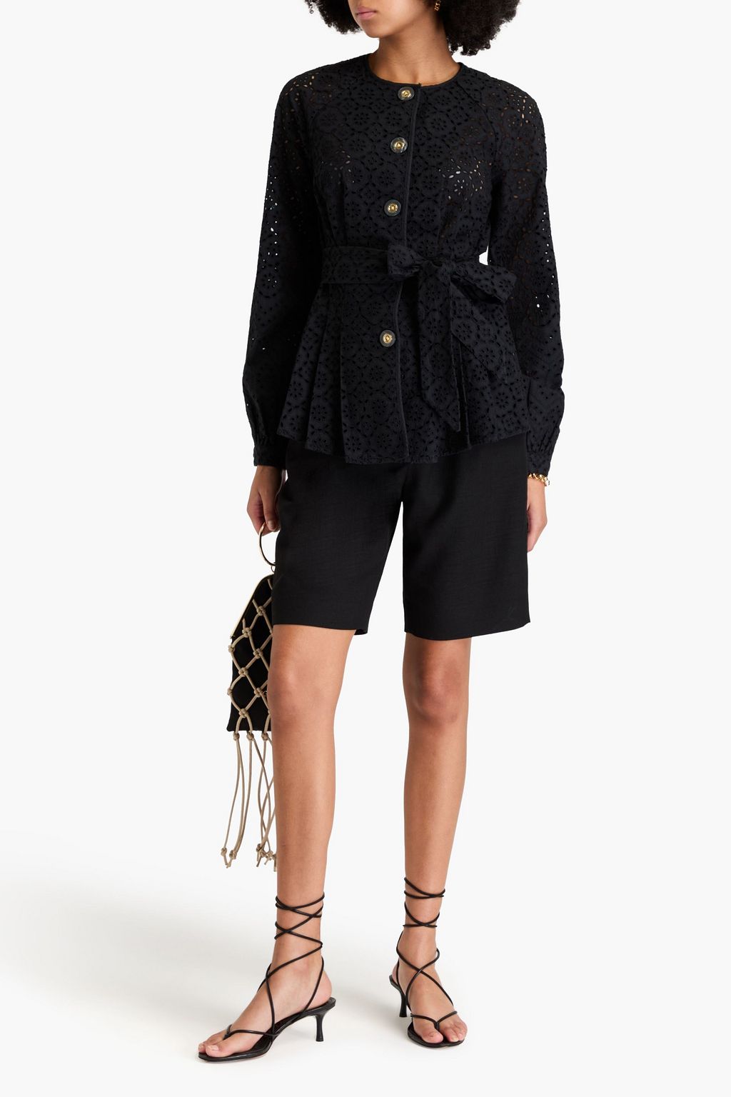 VERONICA BEARD Kapnos pleated broderie anglaise cotton jacket