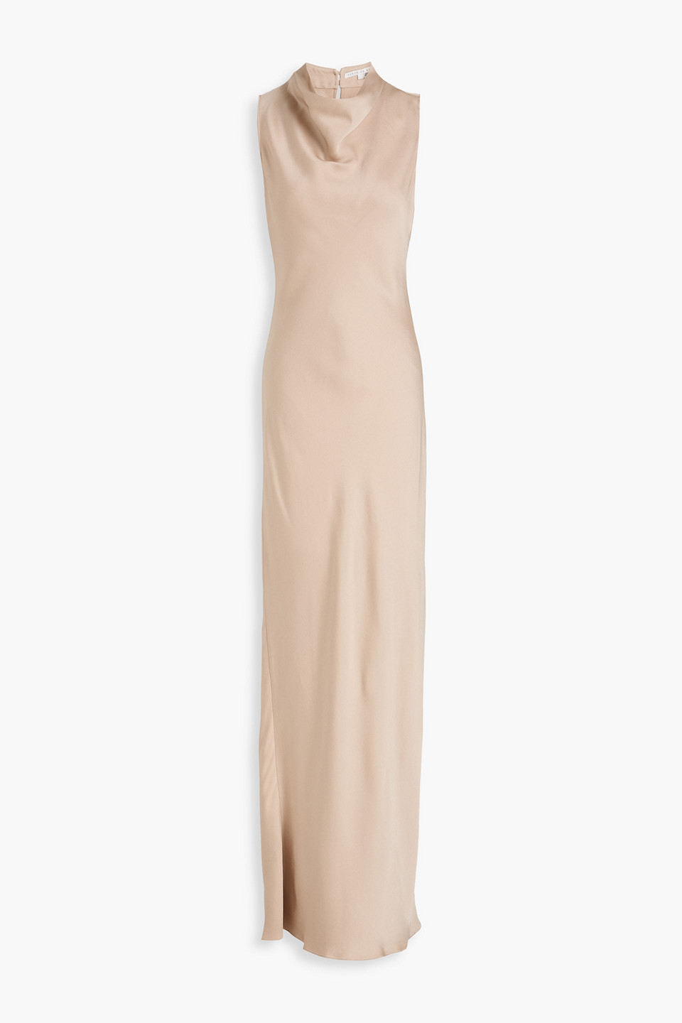 Veronica Beard Kura Draped Crepe-satin Maxi Dress In Beige