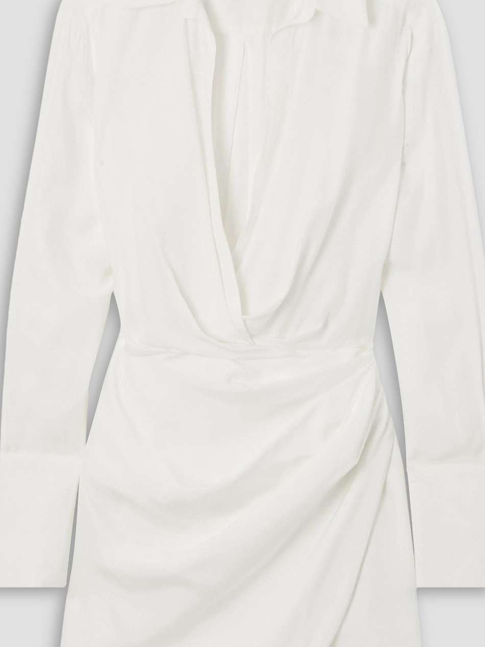 naha wrap-effect silk mini shirt dress