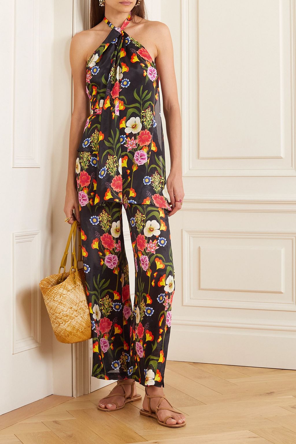 BORGO DE NOR Halia floral-print crepe wide-leg pants