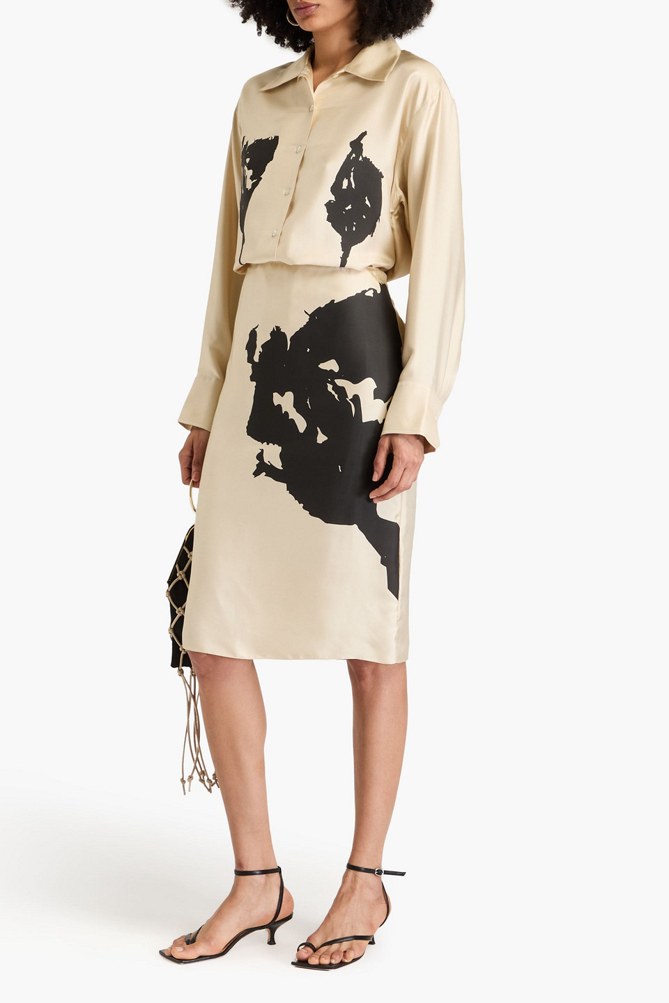Bite Studios Printed Silk-twill Shirt In Cream