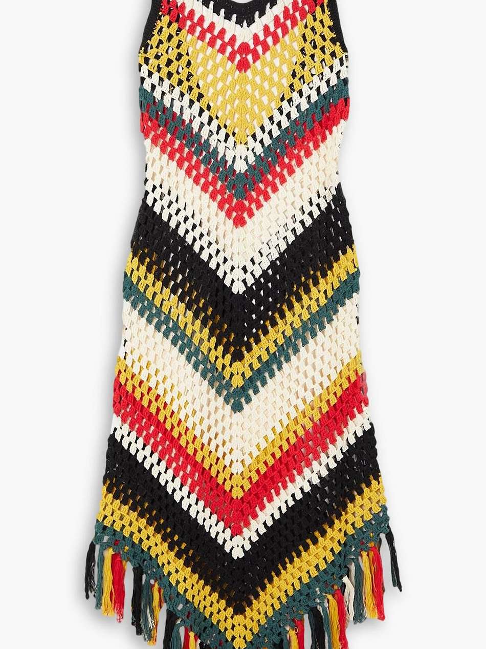 morten tasseled crocheted cotton midi dress