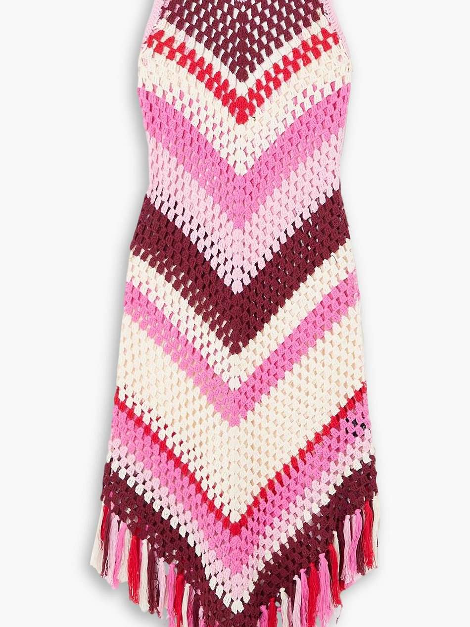 morten tasseled crocheted cotton midi dress