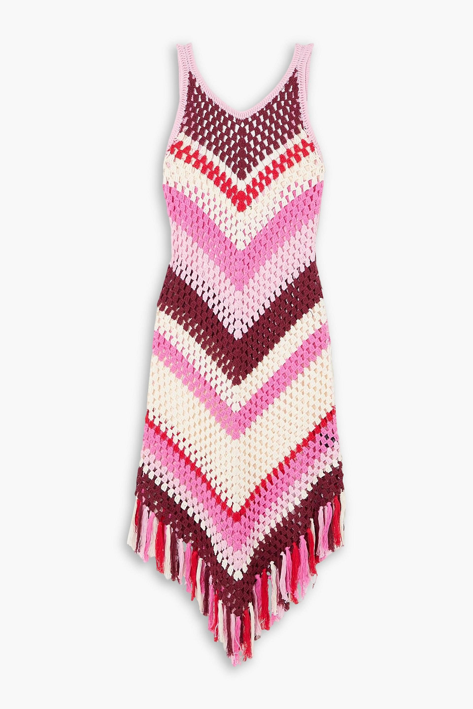 Dodo Bar Or Morten Tasseled Crocheted Cotton Midi Dress In Pink