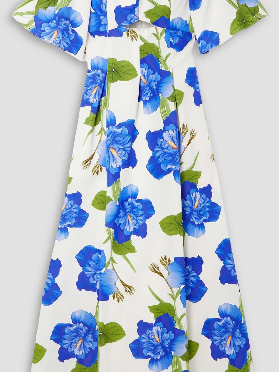 giovanna off-the-shoulder floral-print twill maxi dress