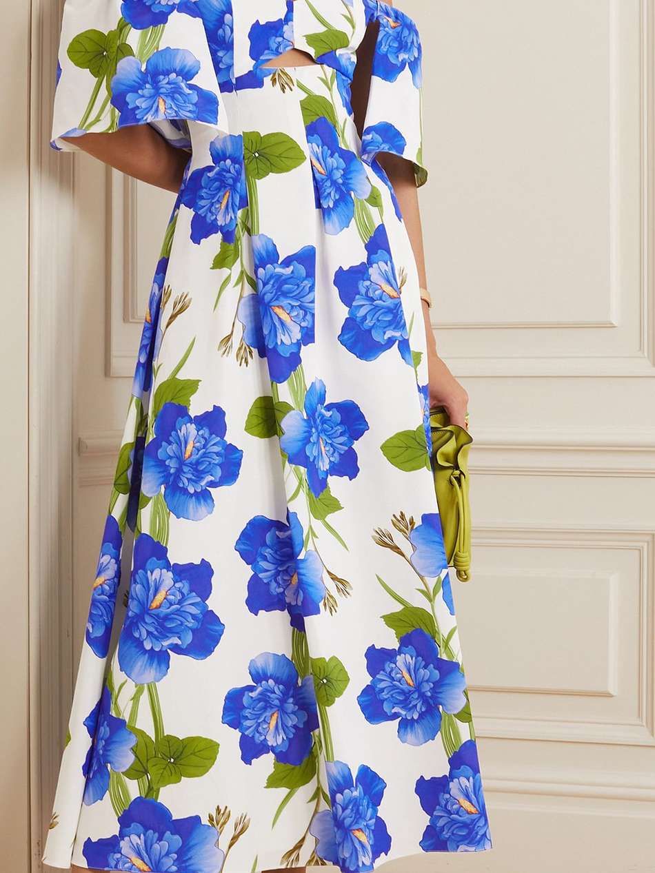 giovanna off-the-shoulder floral-print twill maxi dress