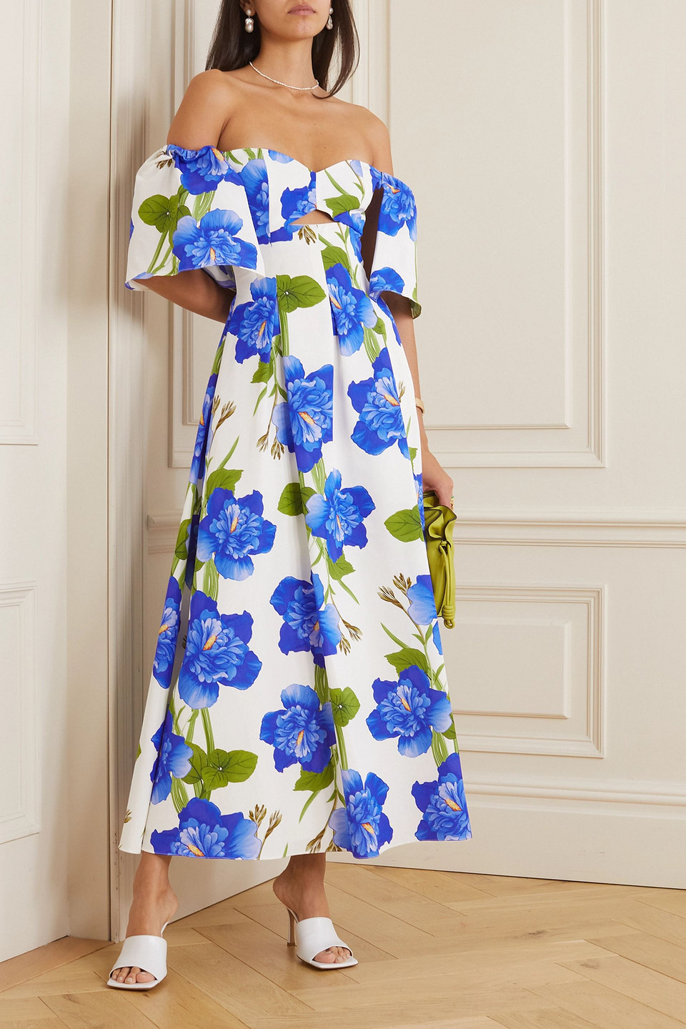 Borgo De Nor Giovanna Dress Twill Off-the-shoulder Maxi Dress In White