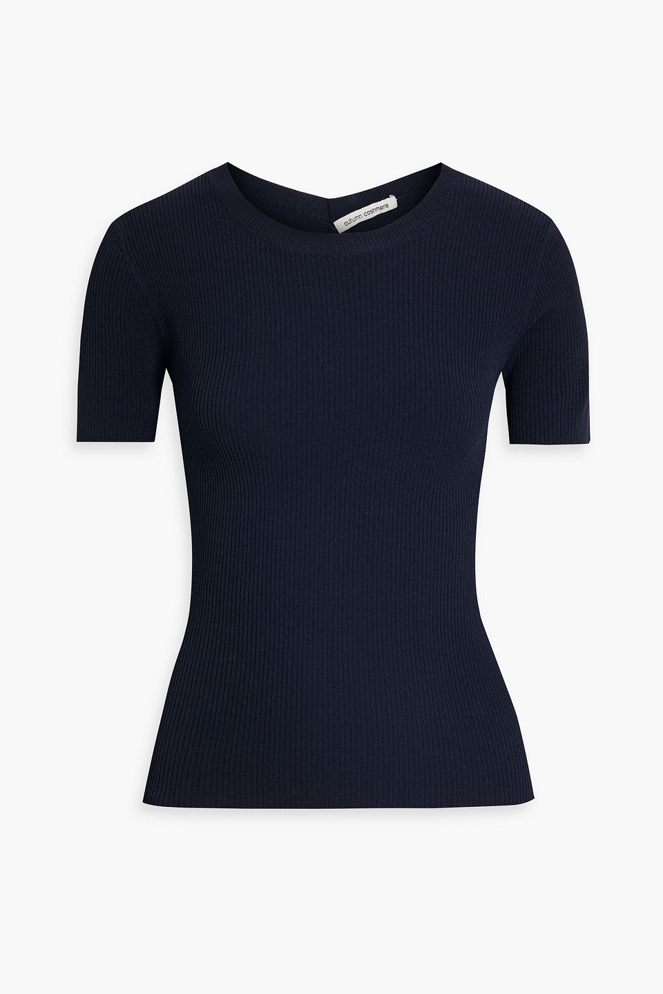Autumn Cashmere Cutout Ribbed-knit Top In Navy