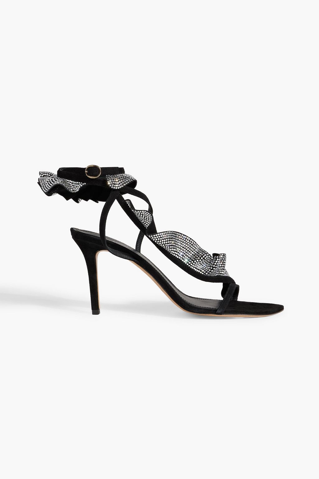 ISABEL MARANT Alime crystal embellished ruffled suede sandals THE OUTNET