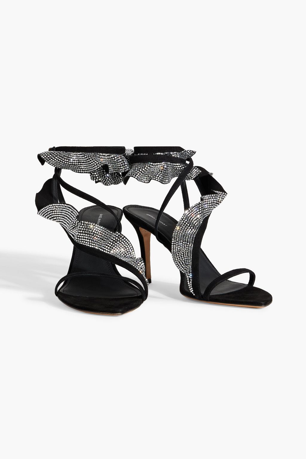ISABEL MARANT Alime crystal-embellished ruffled suede sandals