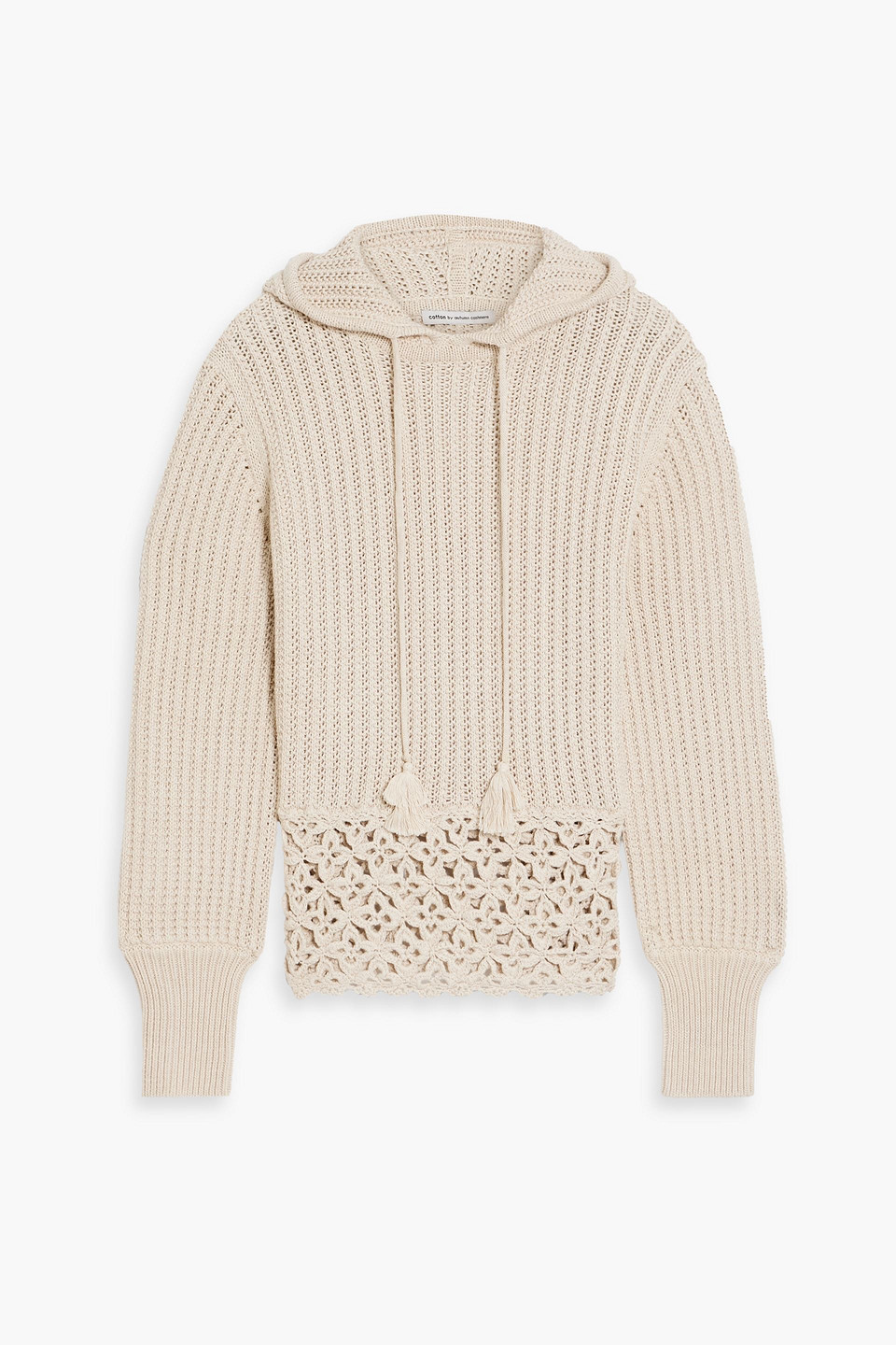 Autumn Cashmere Crocheted Cotton Hoodie In Beige