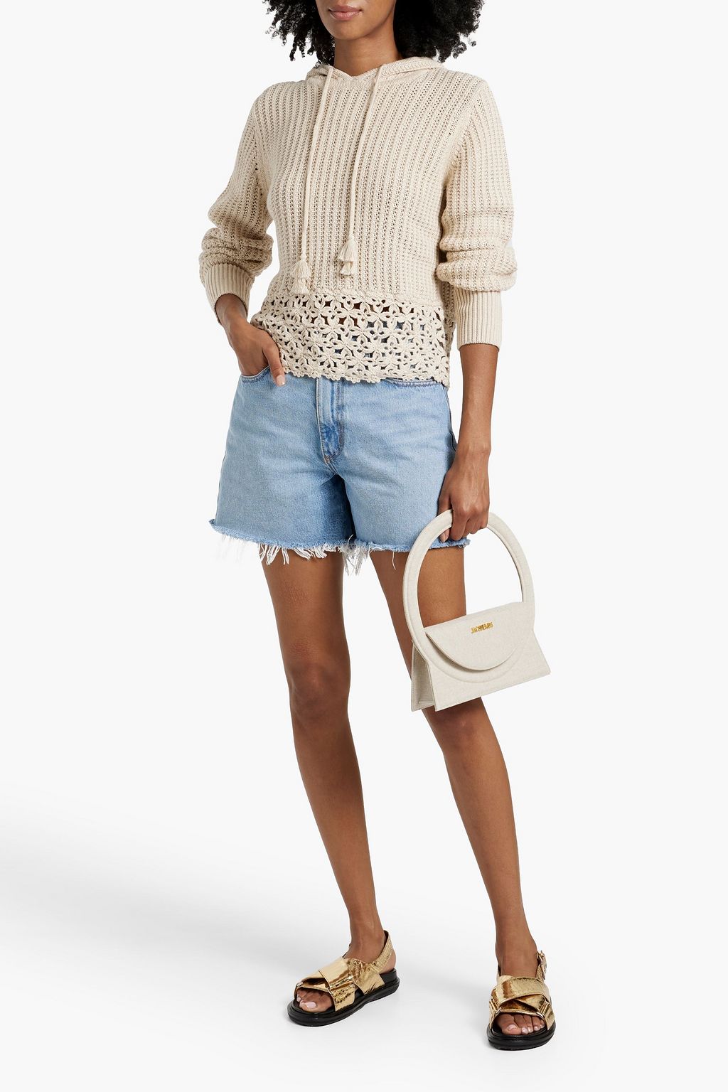 AUTUMN CASHMERE Crocheted cotton hoodie