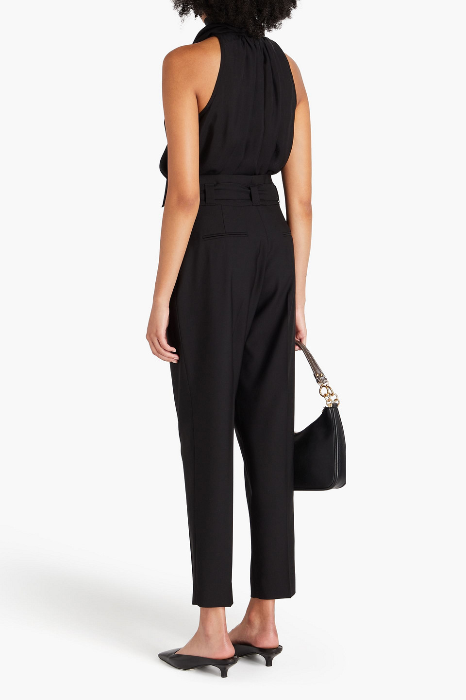 Shop Another Tomorrow Pleated Wool Tapered Pants In Black