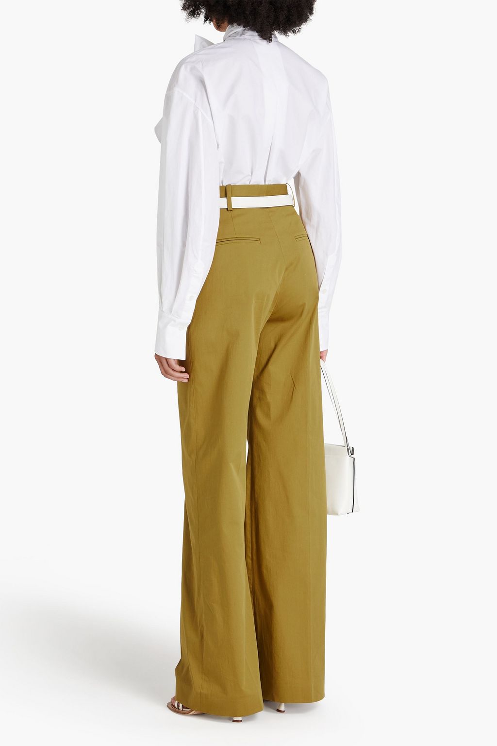 ANOTHER TOMORROW Stretch-cotton twill wide-leg pants