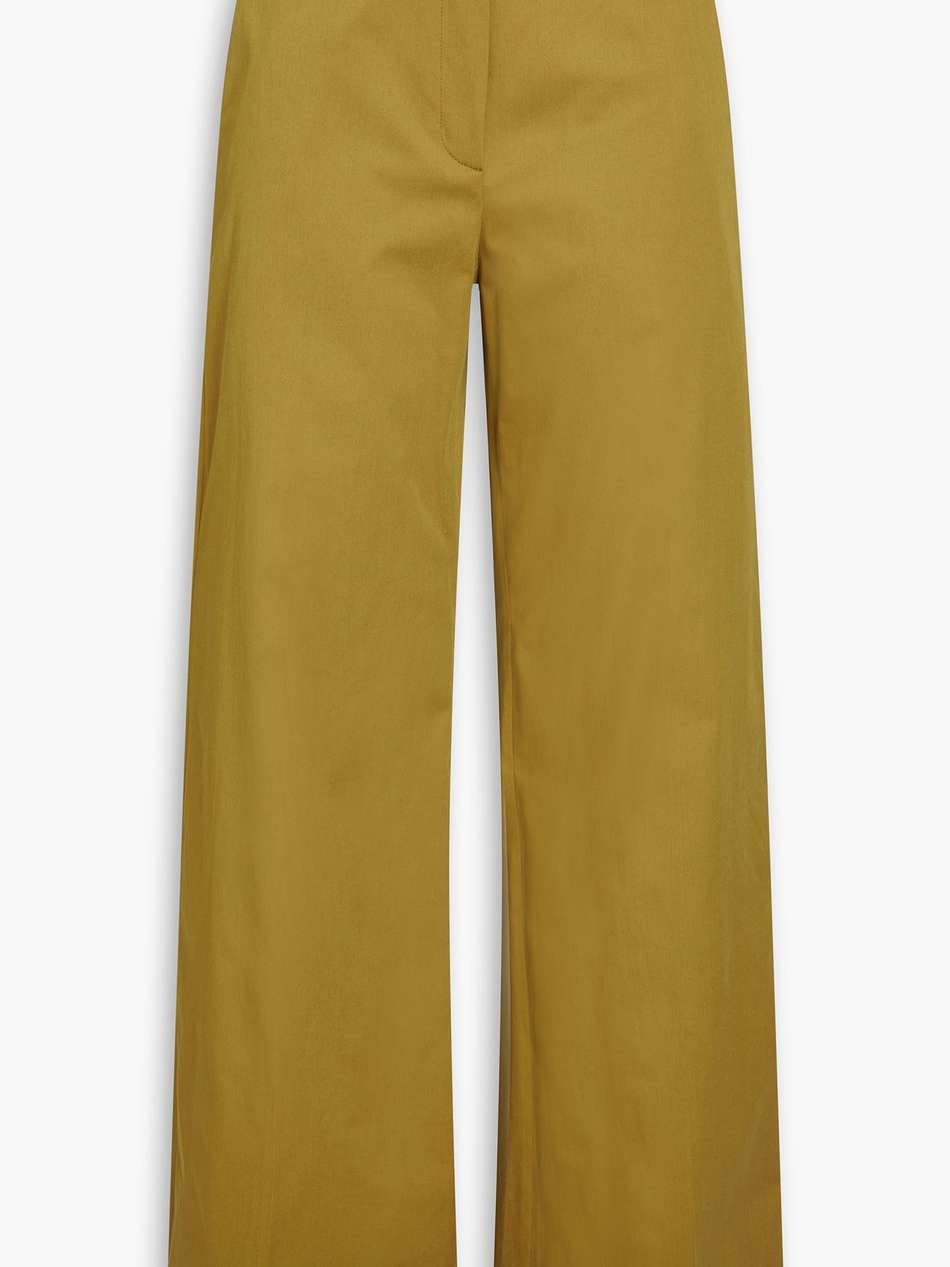 stretch-cotton twill wide-leg pants