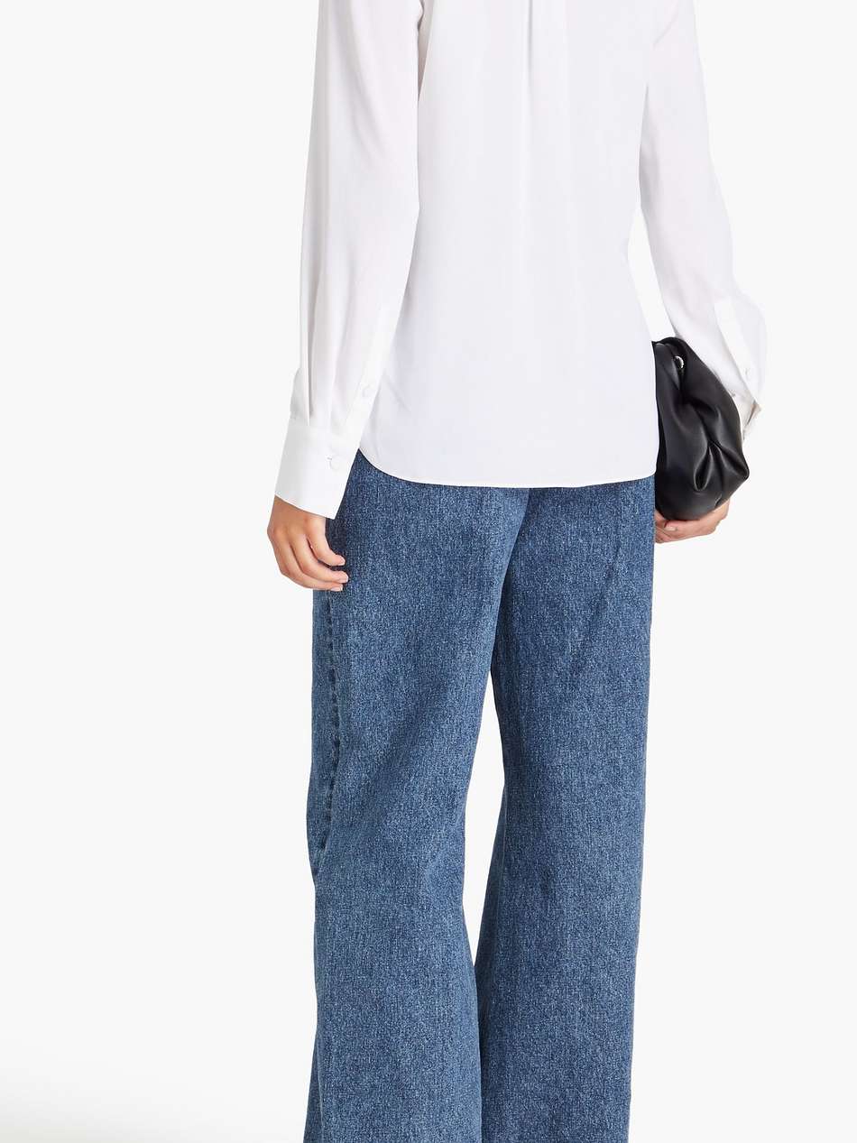 pleated stretch-crepe blouse